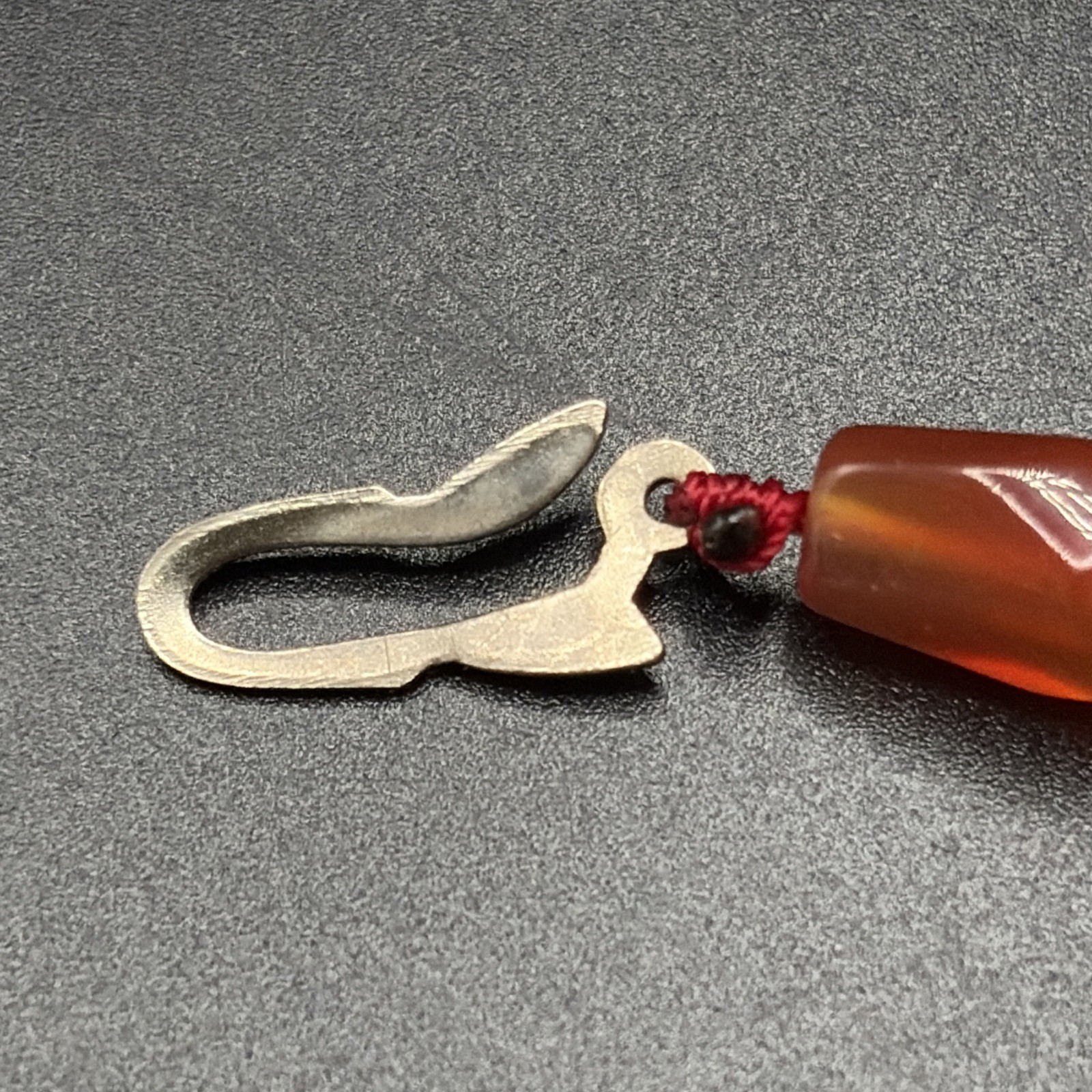 Vintage 1950’s Orange Red Carnelian Faceted Bead 16 In Necklace Fish Hook Clasp