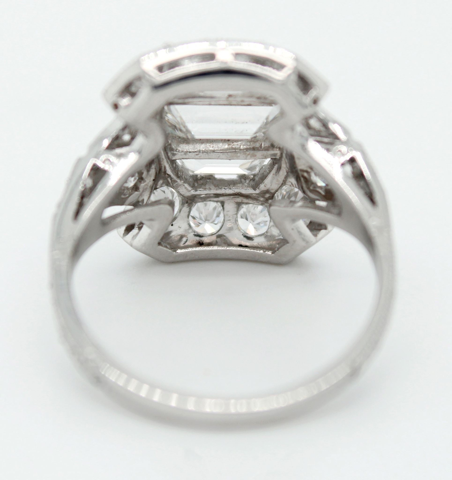 Antique Art Deco 3ctw Baguette Diamond Cocktail Ring in Platinum Setting