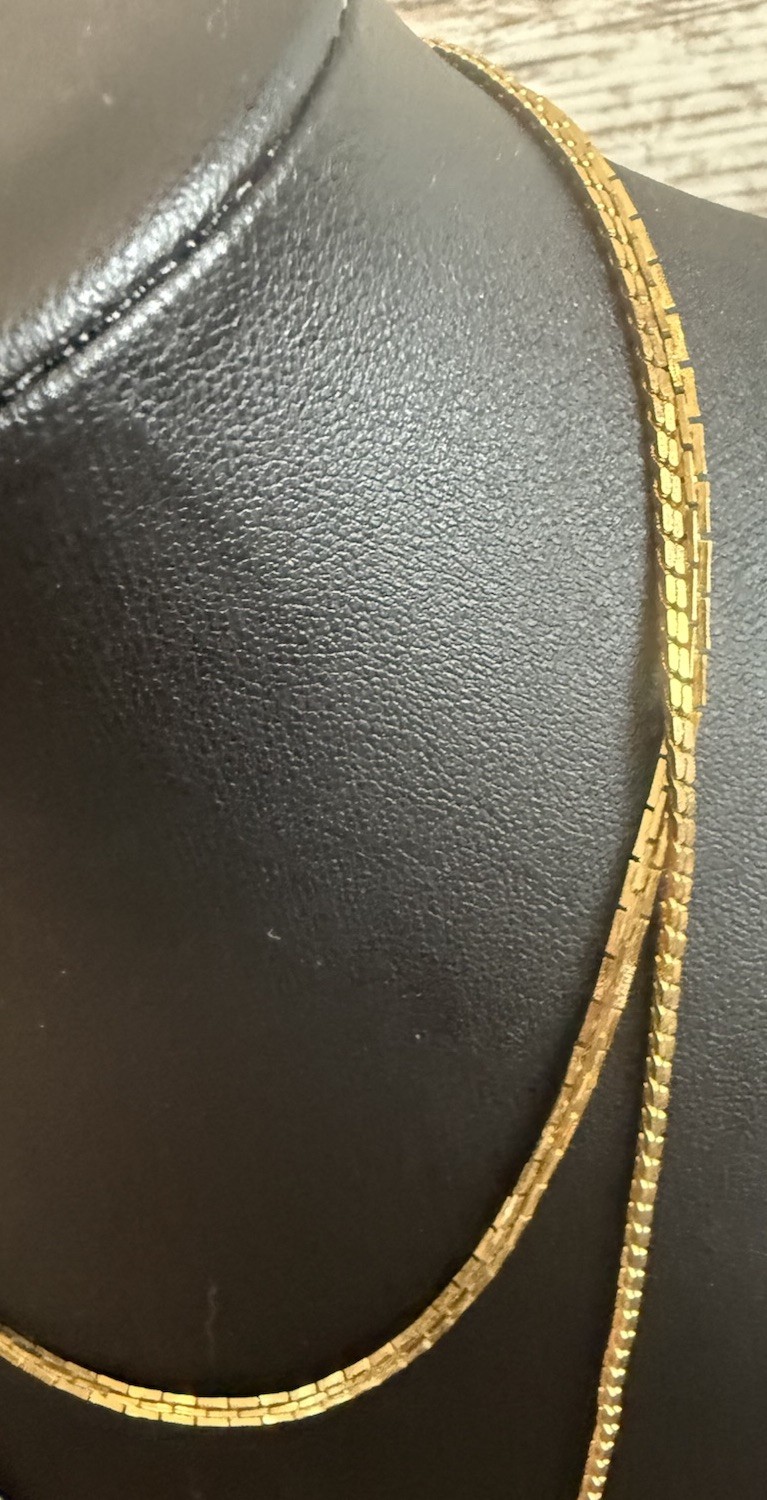 Vintage Napier Signed Gold-Tone Double Strand Chain Necklace 14” & 18”