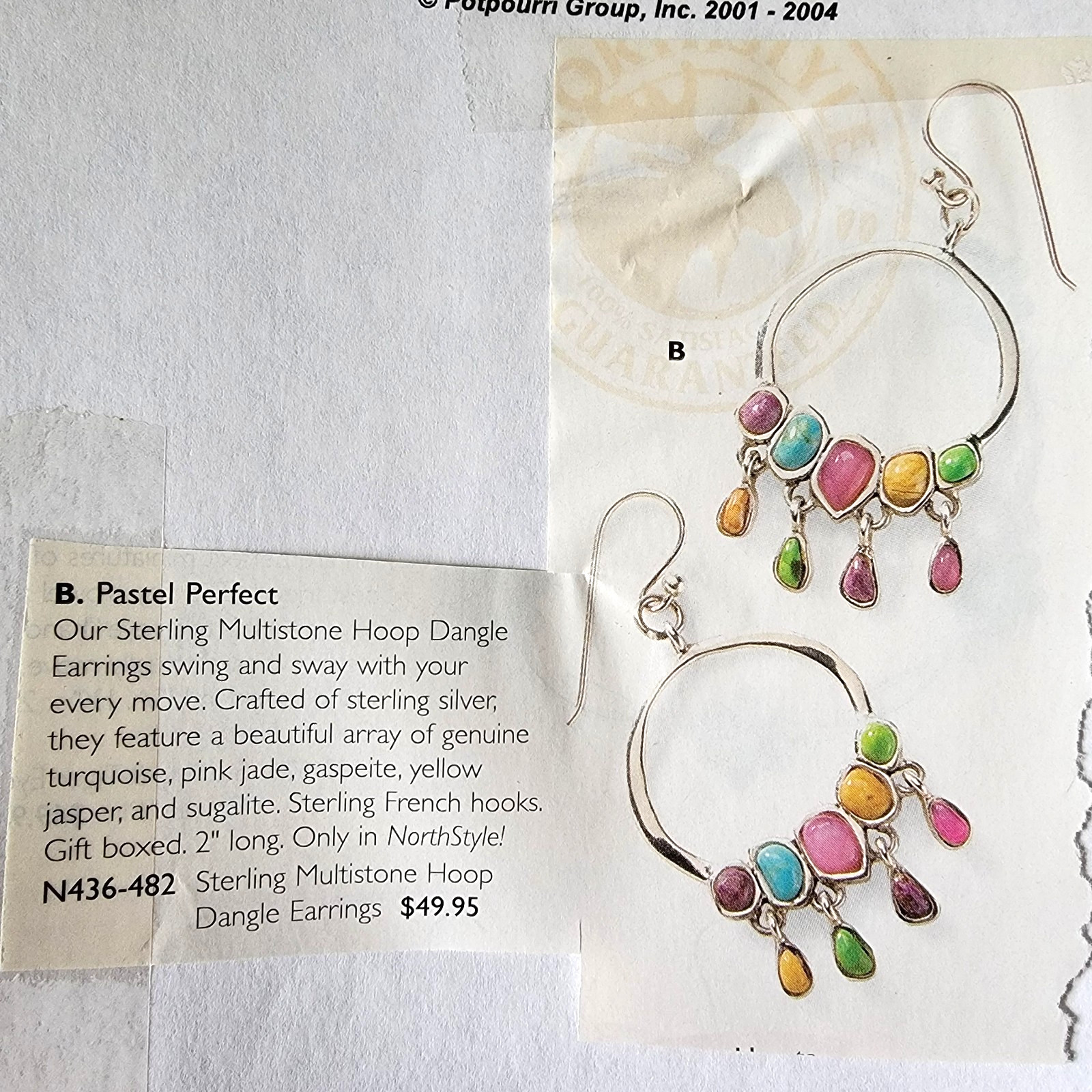 Vintage Barse Sterling Silver Multi Gemstone Earrings Artisan Dangle Turquoise
