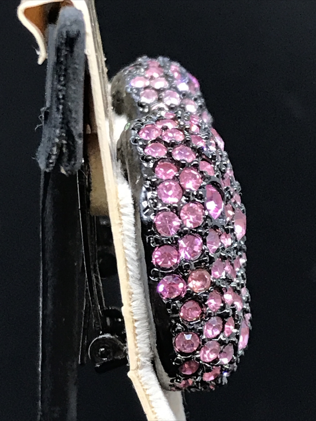 Vintage Kenneth Jay Lane Couture Pink Pave Rhinestone Gunmetal Earrings