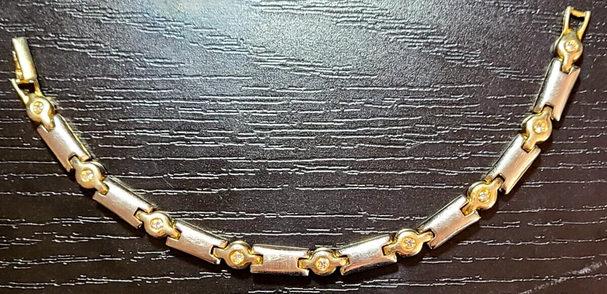 VINTAGE STUNNING GOLD SILVER TONE CLEAR CRYSTAL BRACELET