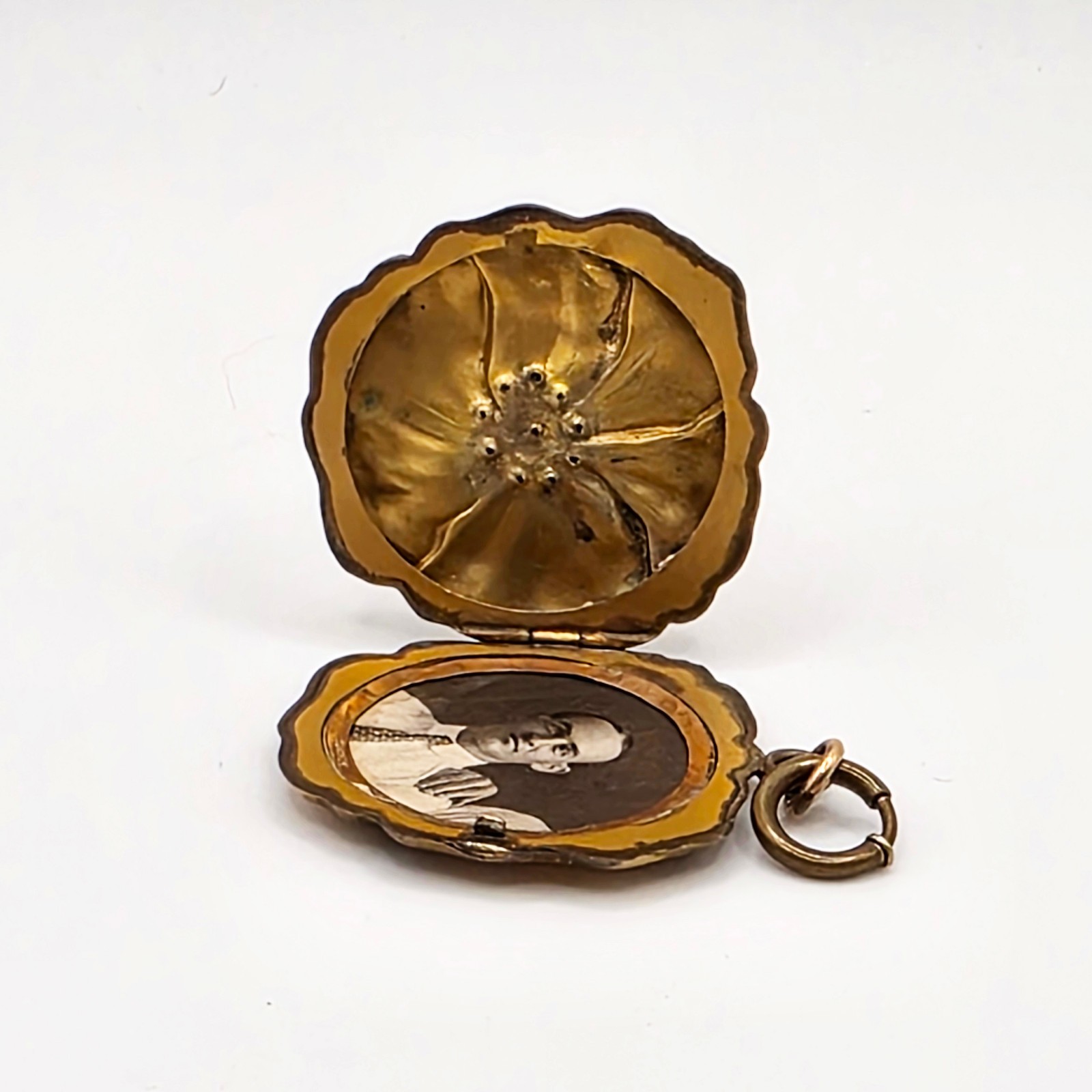 Antique Victorian Gold Filled Pansy Locket Pendant Art Nouveau Floral Charm