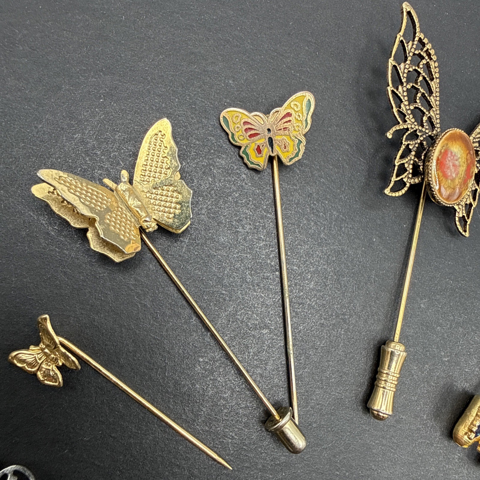 Lot Of Stick Pins – All Butterflies Silver Gold Tone Filigree Cloisonné J57