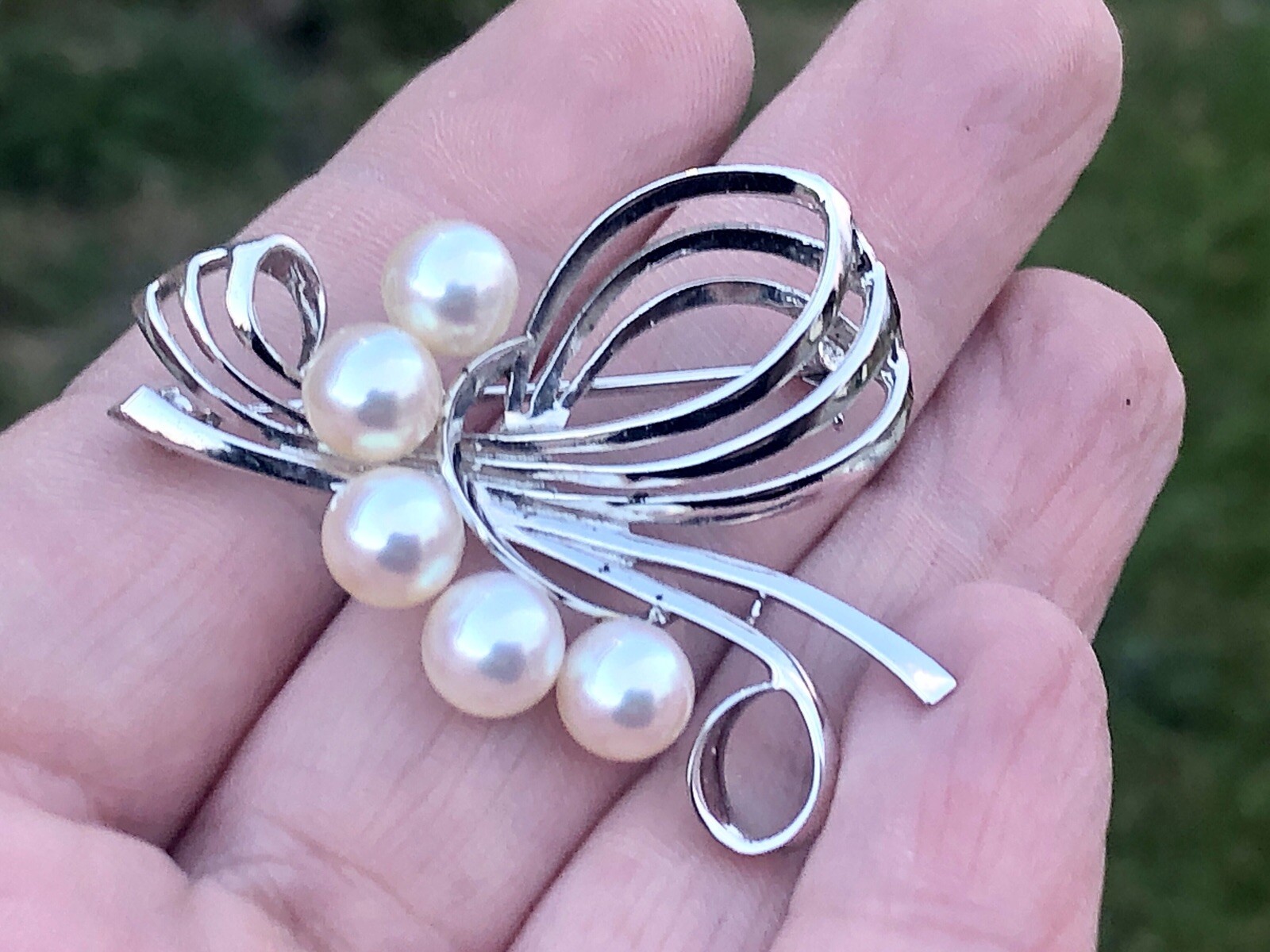 Mikimoto 5 Genuine Akoya Pearl 6.8mm JAPAN Pin Brooch 6.5g Imperial