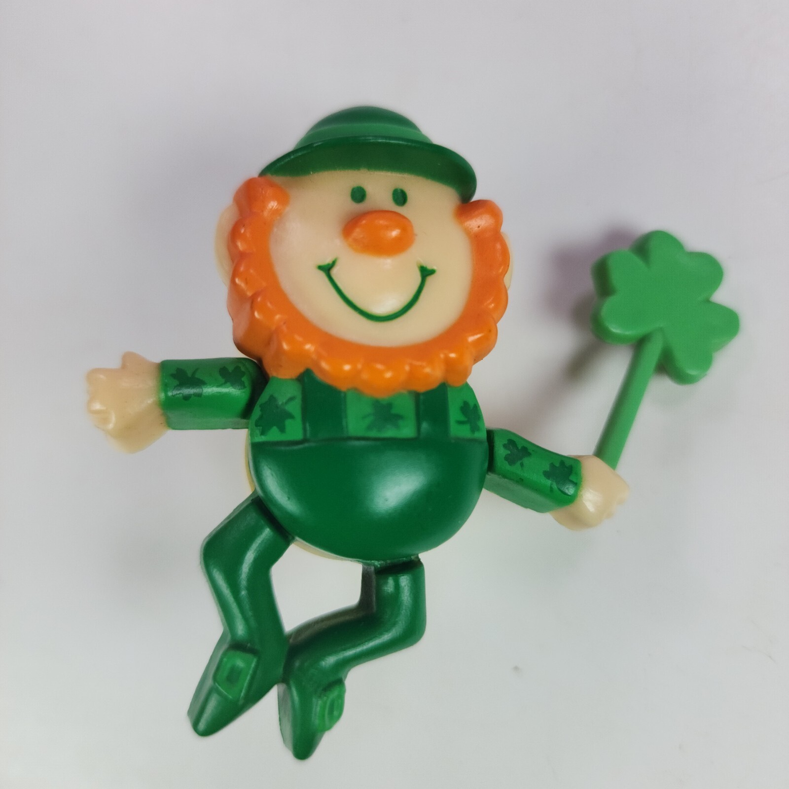 Vintage Hallmark Leprechaun & Shamrock Wind up, Moveable Brooch Pin Works