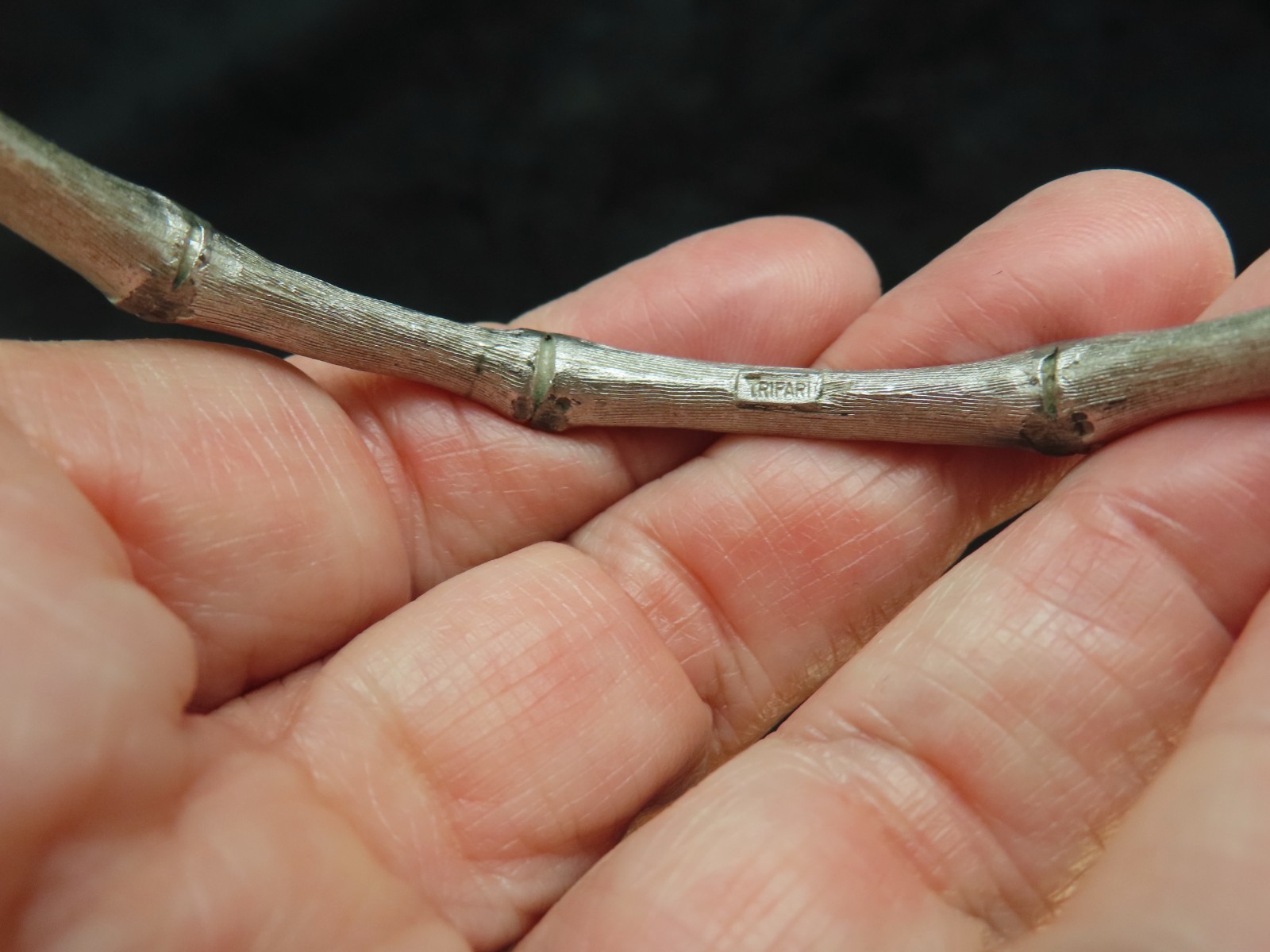 Vintage 1960’s Crown Trifari Silver Tone Bamboo Bangle Bracelet