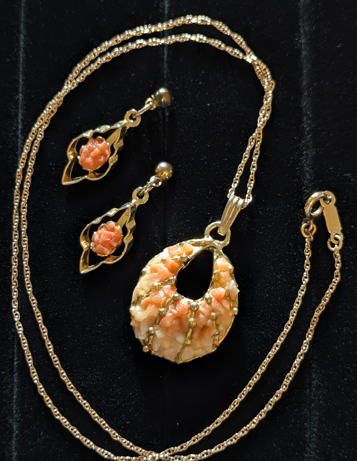 Vintage Krementz Lot Gold Tone -Necklace & Earring Set, Bracelet, Three Brooches
