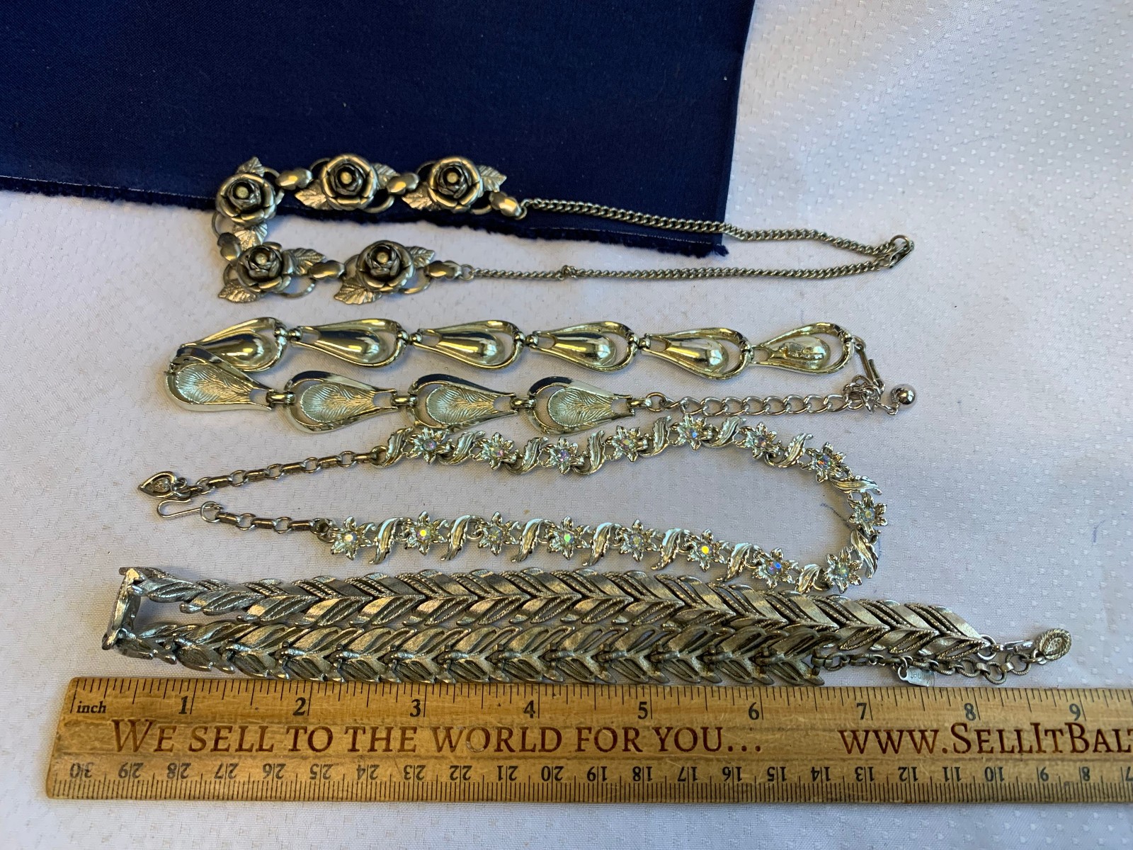 Vtg Necklace Lot Costume Jewelry Coro Monet Rhinestones Lucite Faux Gemstones