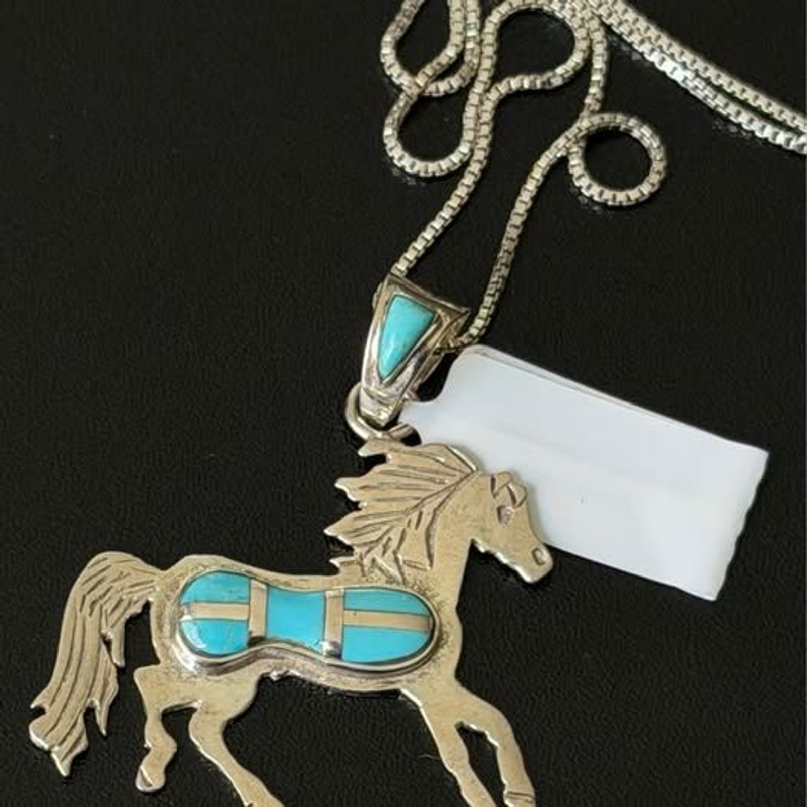Sterling Silver Turquoise Horse Pendant Necklace | Southwestern Equestrian Charm