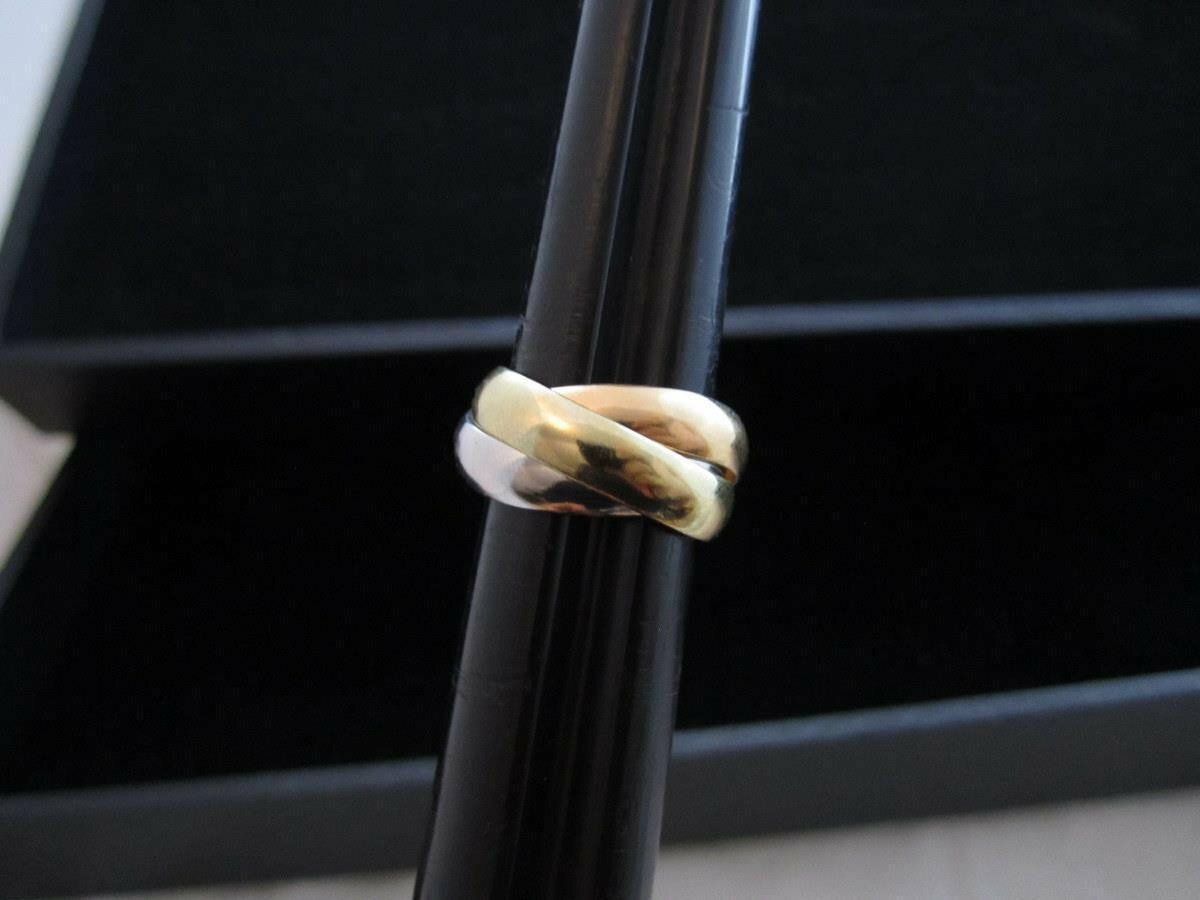 Vintage Tri-Color Trinity Rolling Band Ring *Yellow,White,Rose Gold Plated ESPO