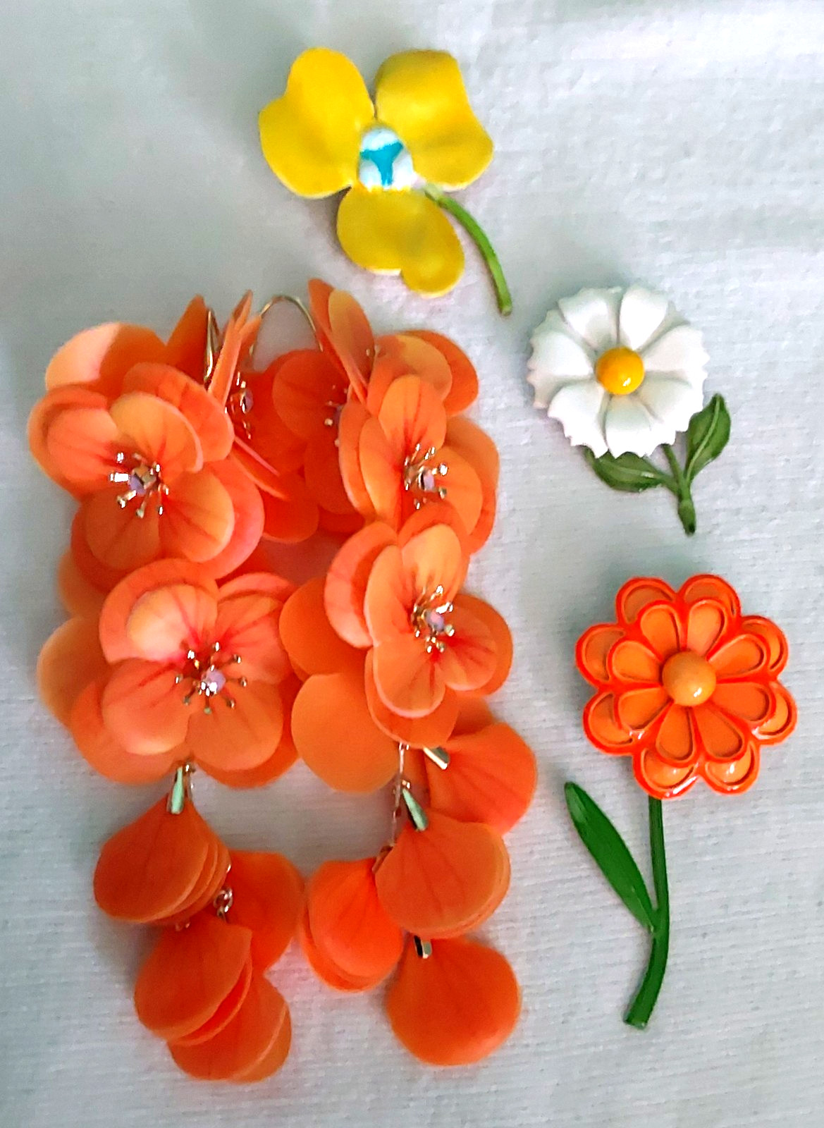 Vintage High End Flower Brooch Earring Necklace Jewelry Lot 15 pcs VGC