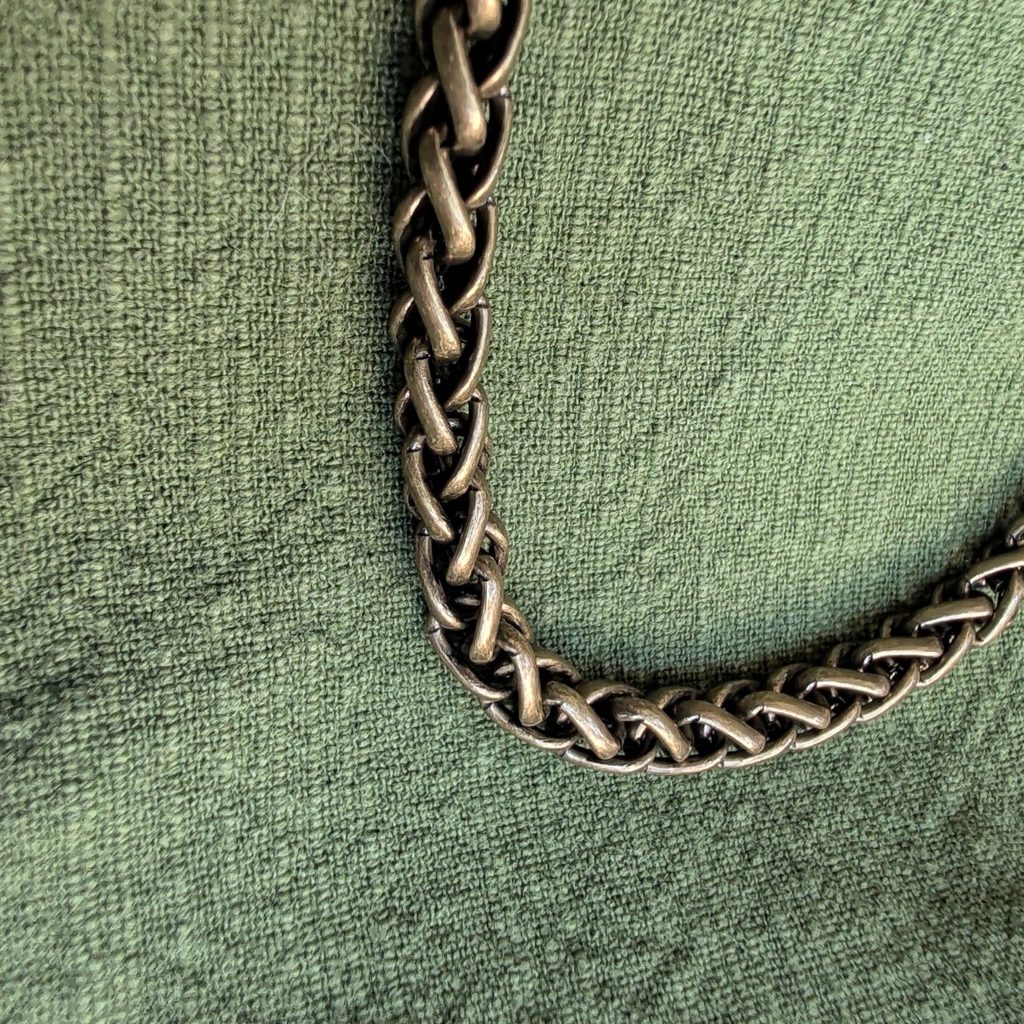 PREMIER DESIGNS Wheat Chain Necklace VTG Brass Tone 16+4″ Thick Cable