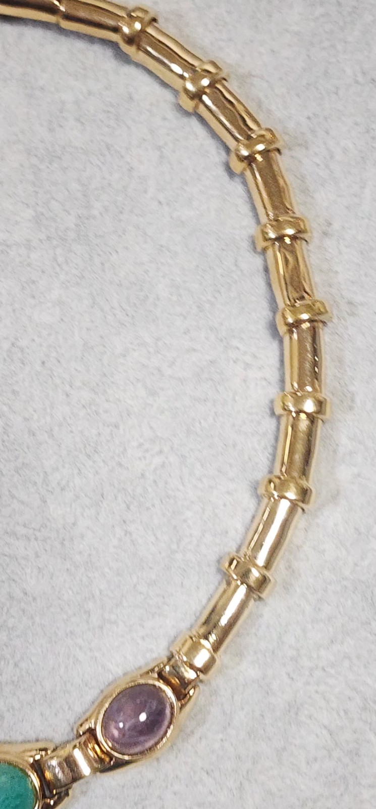 Ciner Signed Vtg Glass Gripoix Cabachon Pastel Gold Tone Choker Necklace C854