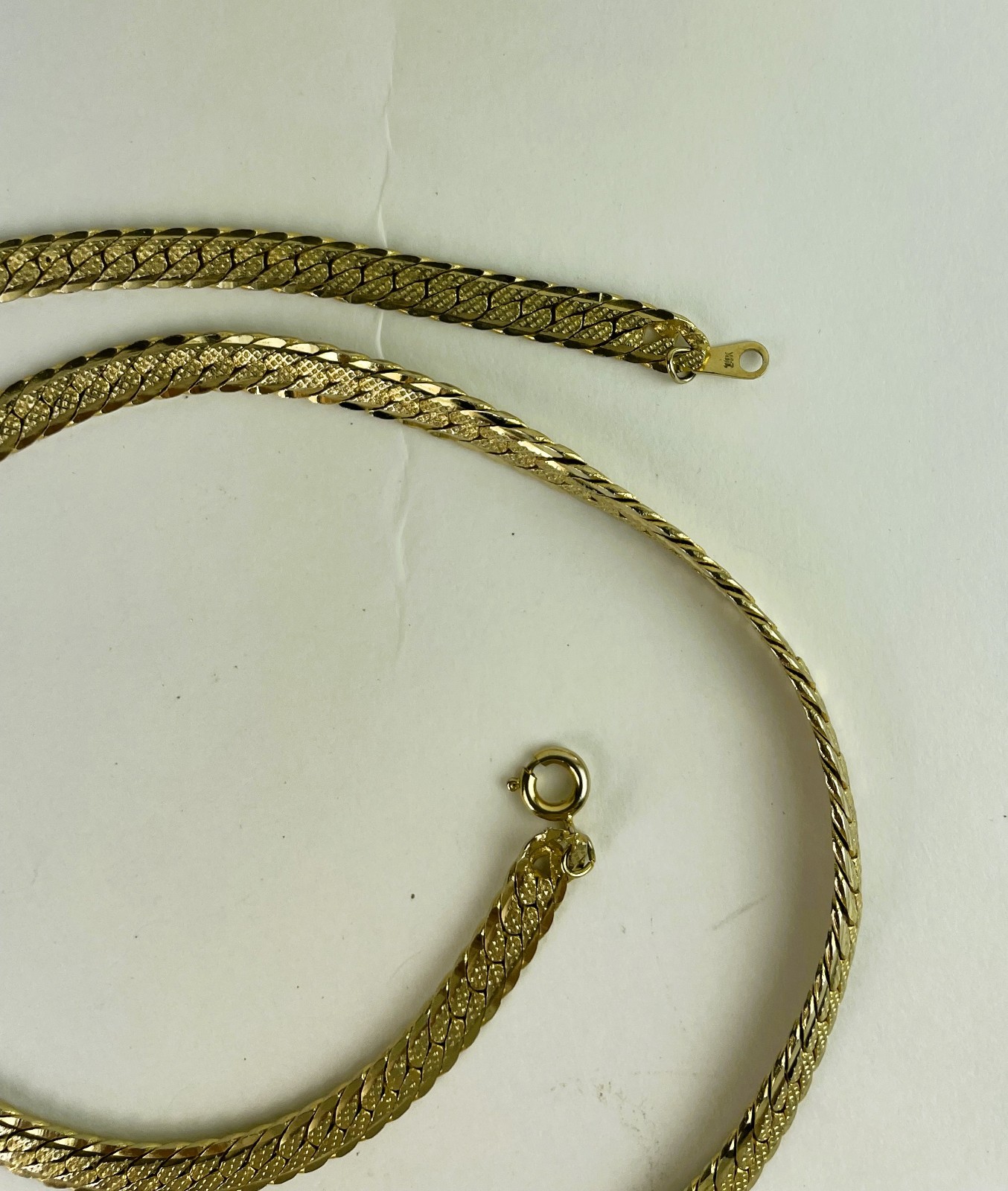 Vintage 14K Gold Plated Herringbone necklace 23.5 in, K24A