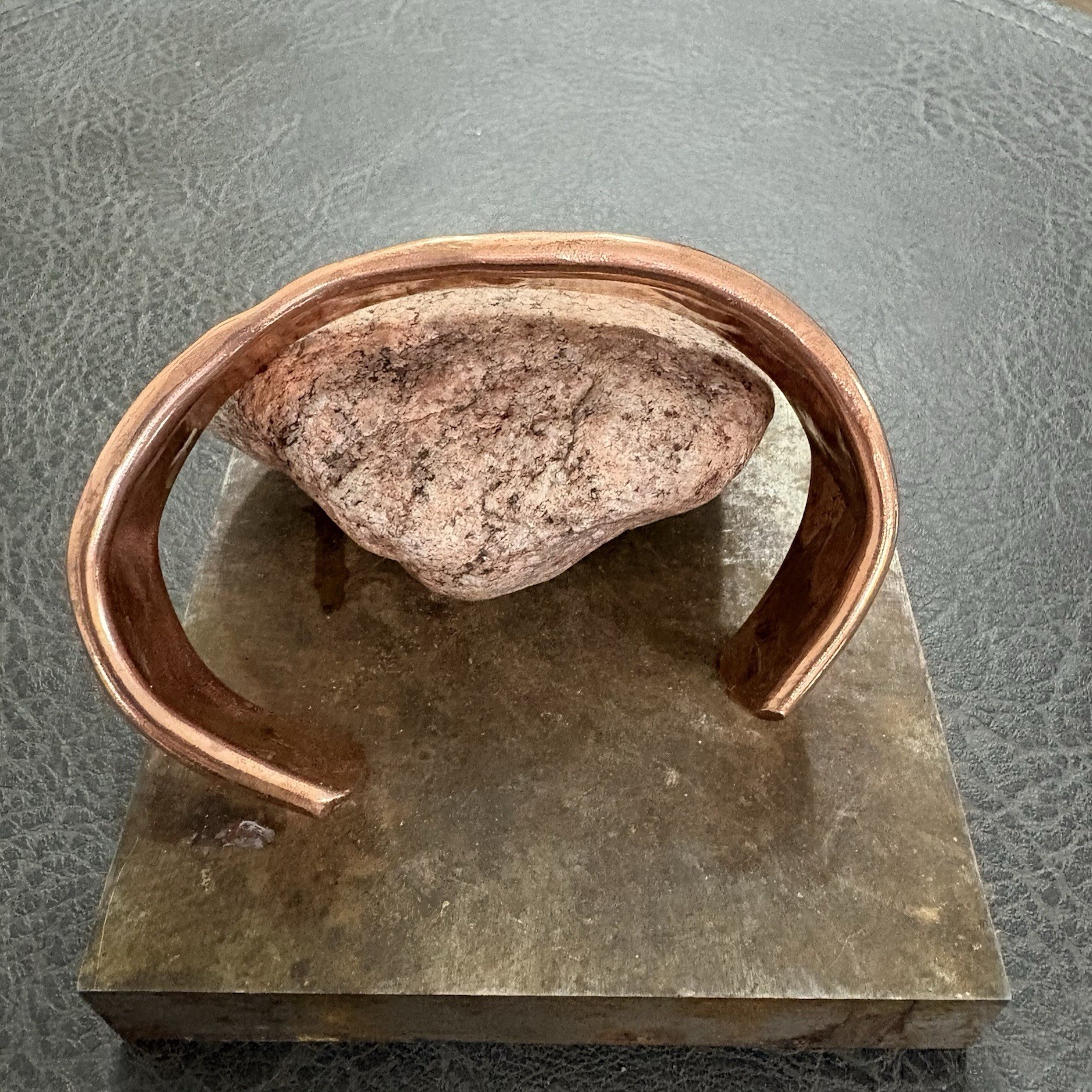 Brutalist Heavy Thick Men’s Hammered Wide Copper Artisan Cuff Bracelet Shiny