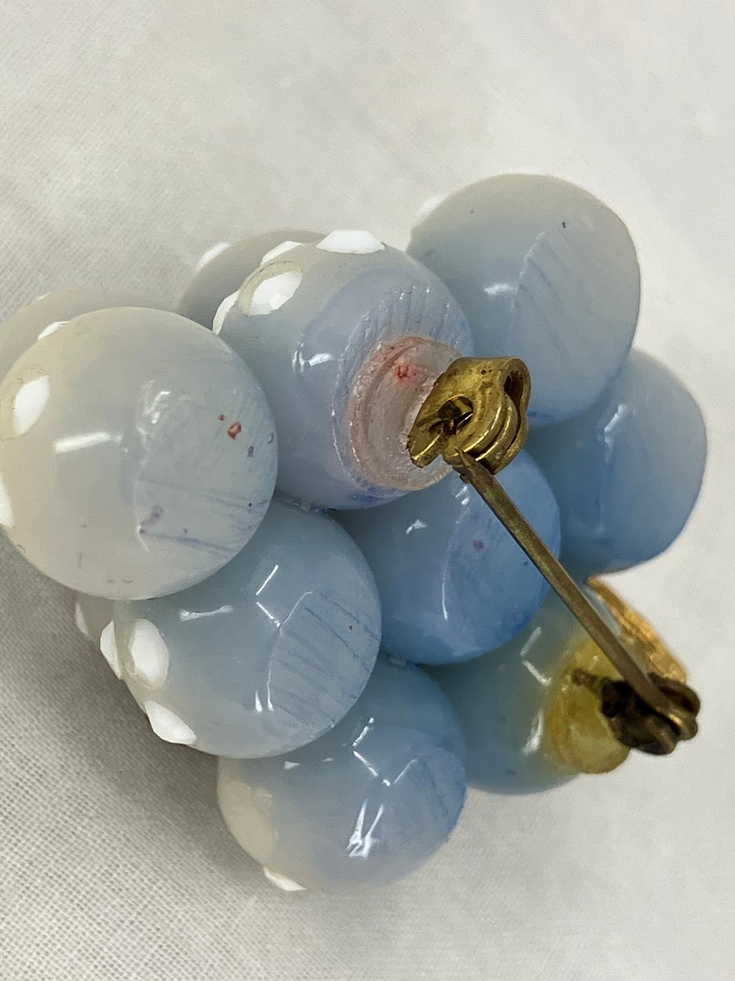 Vintage Forbidden Fruit Lucite Brooch Light Blue Grape Cluster Pin READ