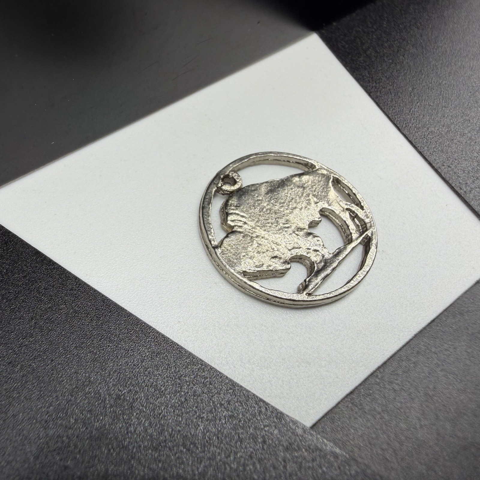 VINTAGE Buffalo Nickel Cut-Out Pendant Charm No Ring See Photos 3/4″ 2.7g