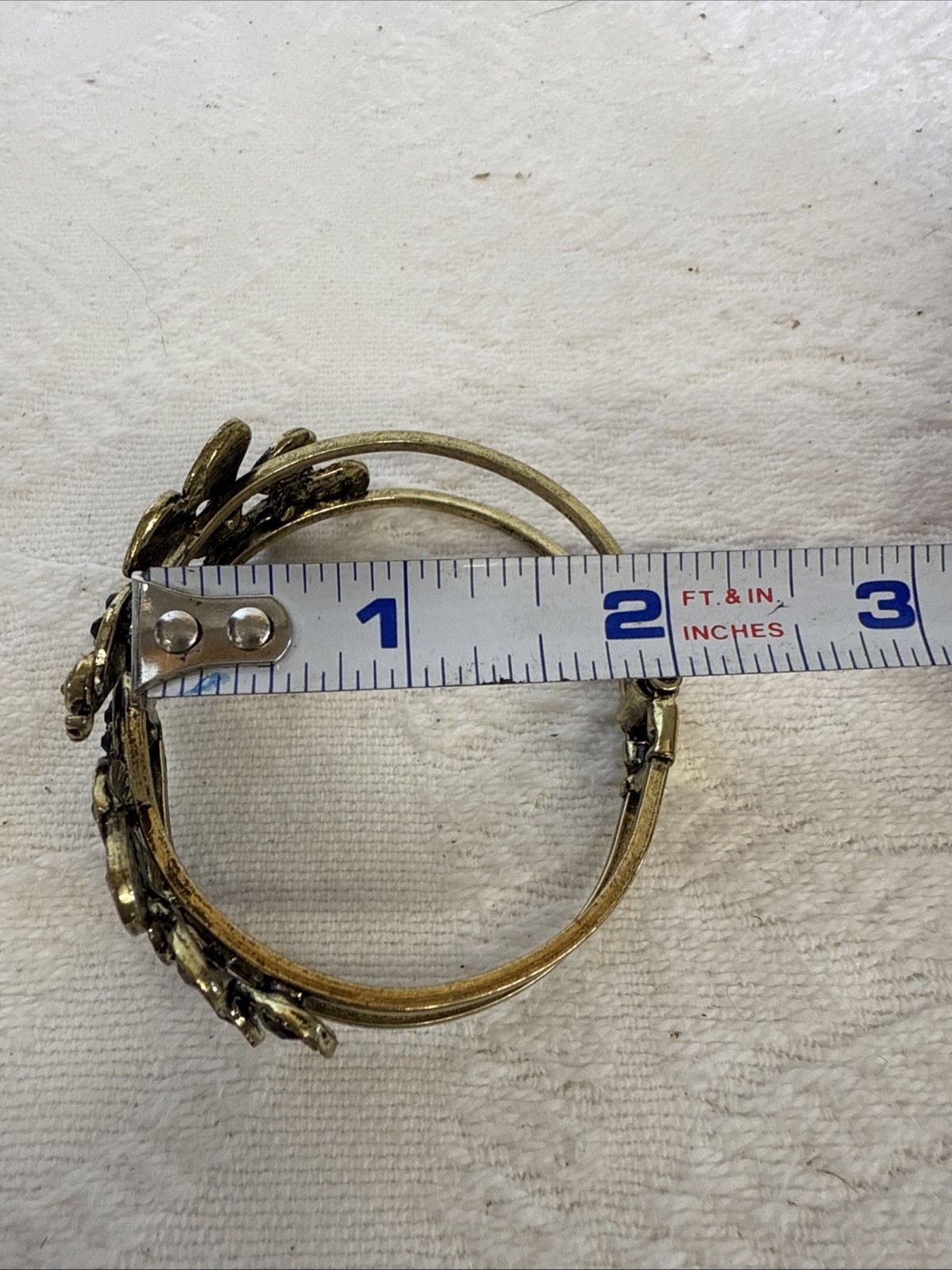 Vtg Peacock Bracelet Gold Green/ Purple Hinged Opens Front