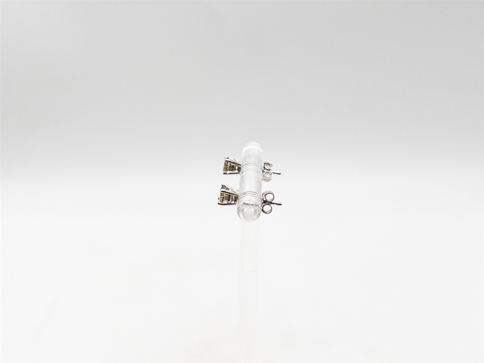 NEW $2000 1ct Si1 Natural Champagne ROUND Diamond 14k White Gold STUD Earrings