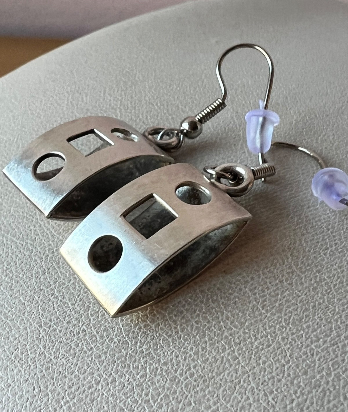 VINTAGE DESIGNER FORBES 925 STERLING SLVER GEOMETRIC DANGLE DROP EARRINGS UNIQUE