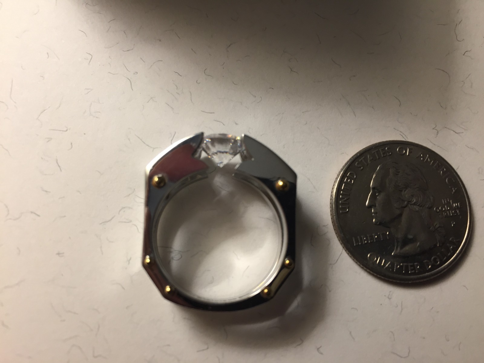 VTG Michael Valittuti 3ct CZ Tension Set NH Stainless Steel Square Band Ring SZ9