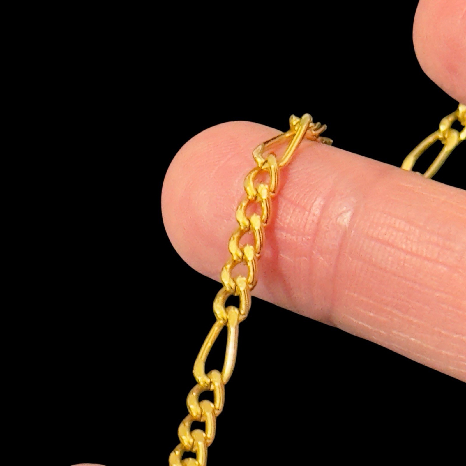 Vintage 14KGP Yellow Gold Plate Figaro Chain Necklace 20 Inch