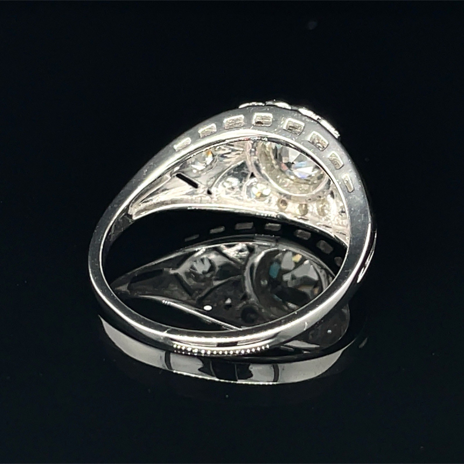 Vintage 1.00 Ctw Old European Cut Bezel Set Diamond Ring 14K White Gold