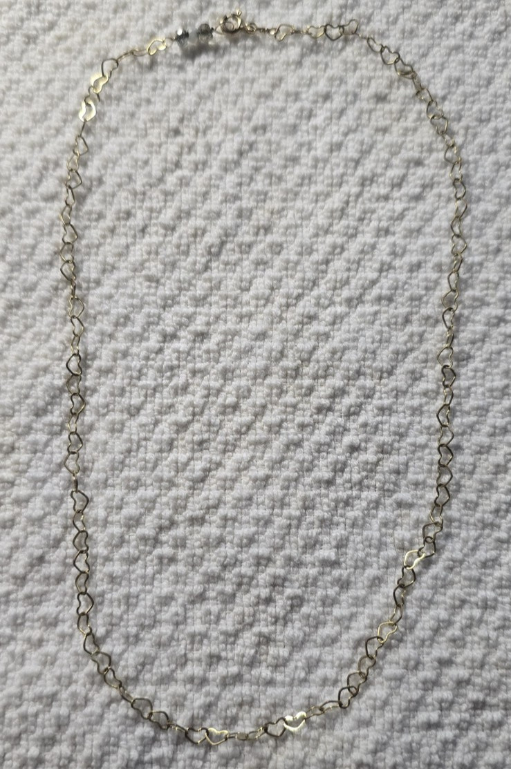 Vintage 14K Gold Filled Heart Link Necklace 16.5″ GF Romantic Chain