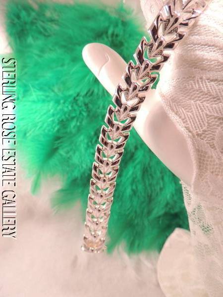 Sterling Silver 0.925 Estate WIDE 7 1/2″ x 1/2″ BRACELET w TONGUE GROOVE CLOSURE