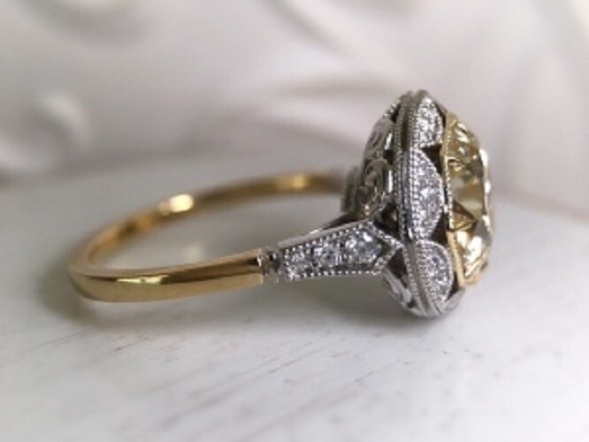 Vintage Art Deco 3.35CT Old European Cut Lab Created Diamond 925 Silver Ring