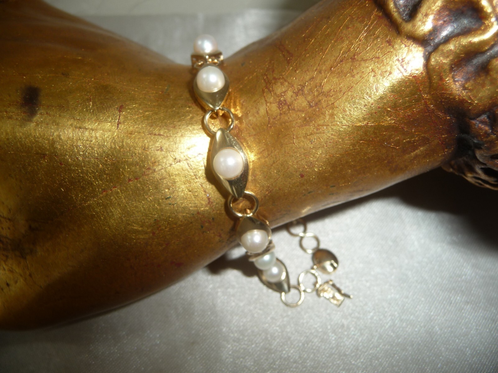 BEAUTIFUL MIKIMOTO LIKE QUALITY 14K 585 CULTURED AKOYA PEARL LINK BRACELET!