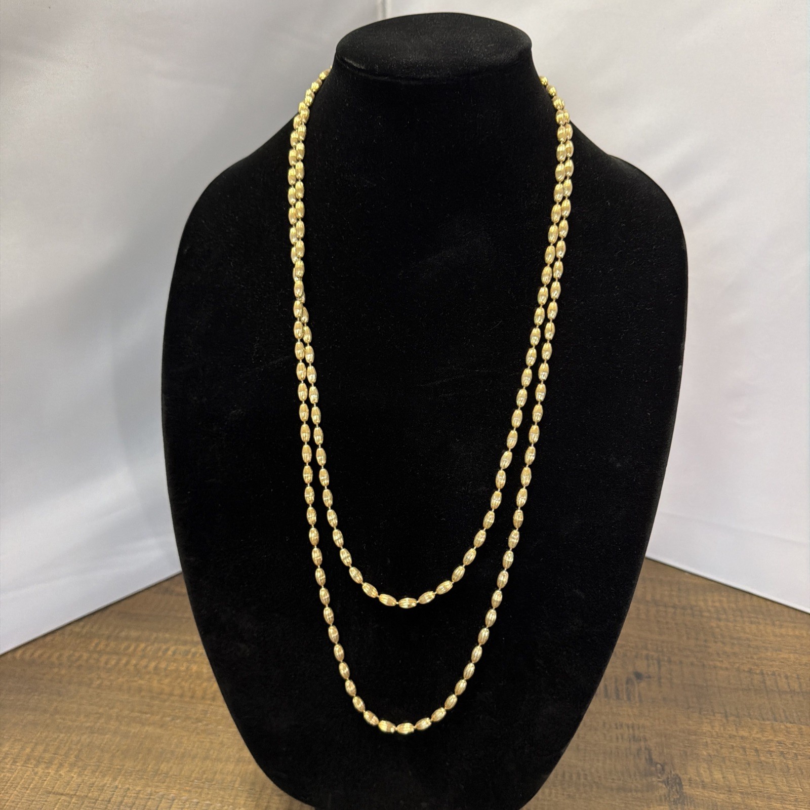 Vintage Napier Gold Filled Barrel Beaded Chain Opera Length Necklace 60” 64grams