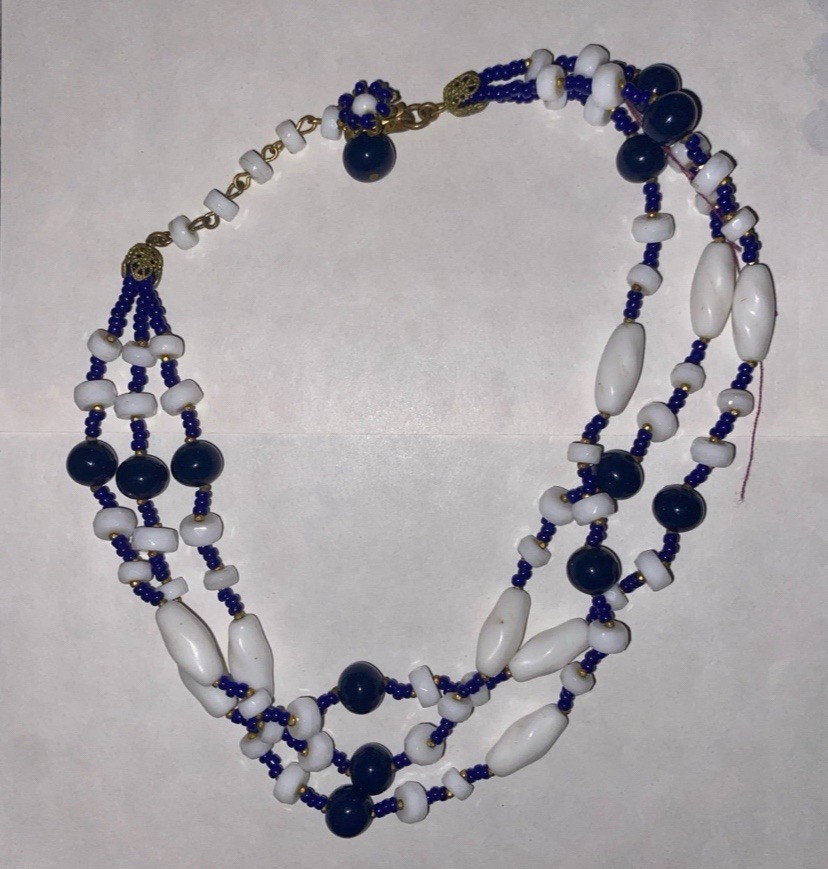Vintage Miriam Haskell beaded necklace and clip on earrings set