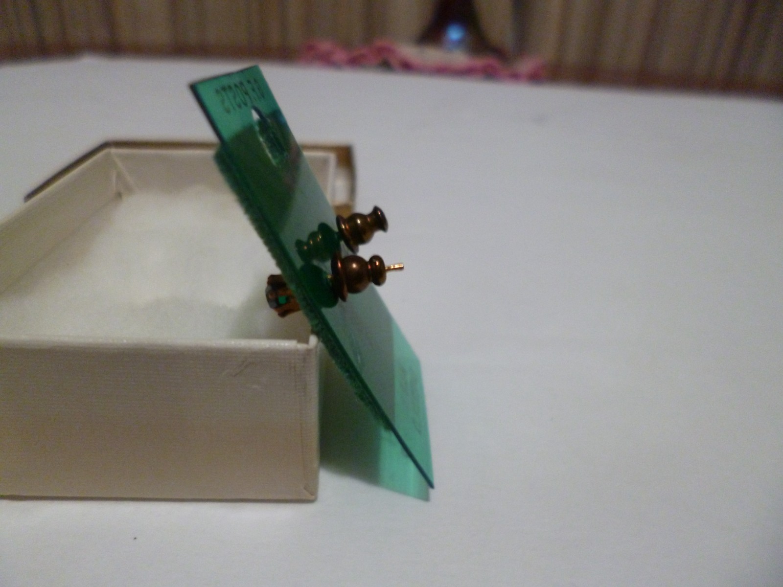 Vintage G F Posts May Emerald Pierced Earrings