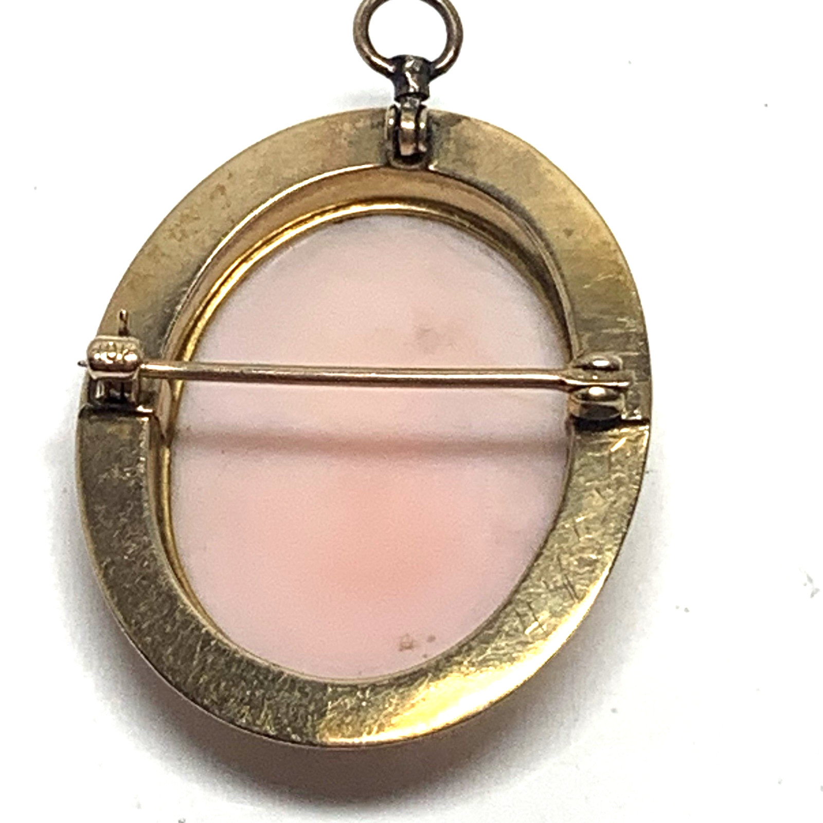Vintage 10k Gold Right Facing Hand Carved Cameo Brooch Pin Pendant