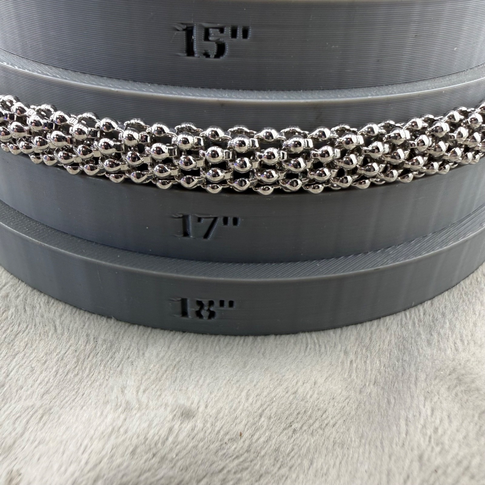 Popcorn Rope Necklace Silver Tone Magnetic 17”
