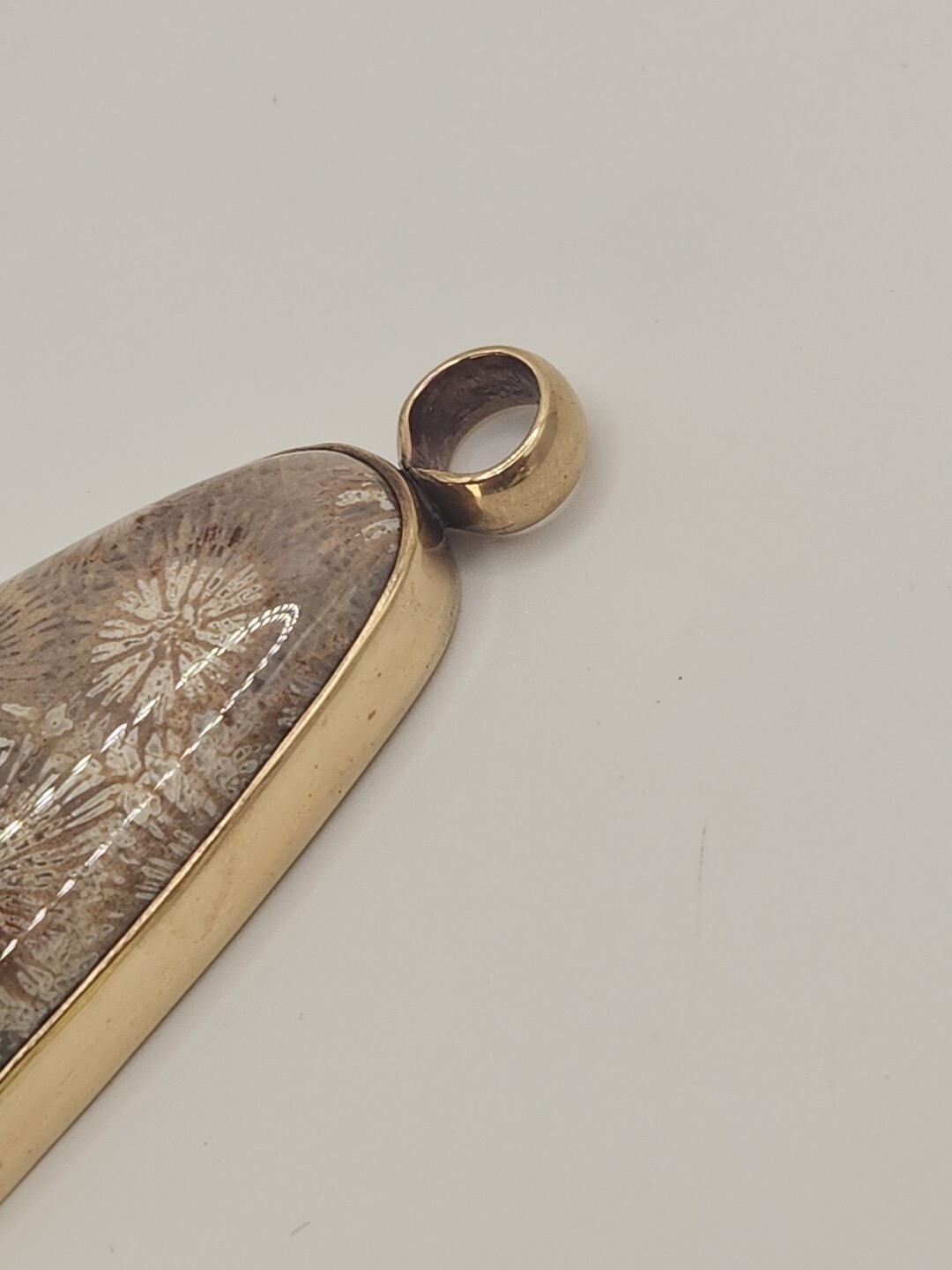 STEPHEN DWECK Large Vintage 2002 Fossil Coral Stone Bronze Pendant. Unique