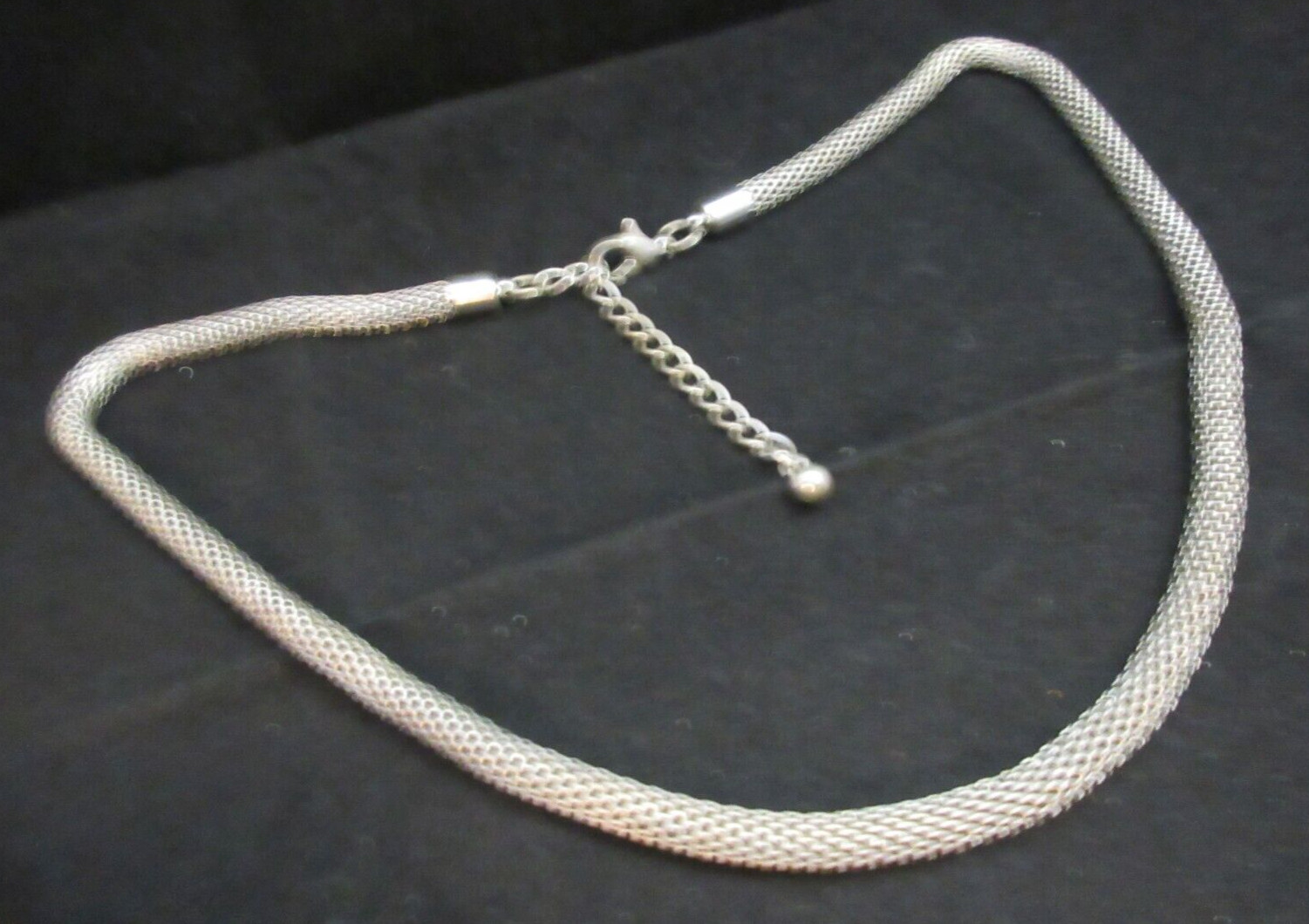 Vintage Silver Tone Mesh Chain Adjustable 18 3/4 – 21 1/2″ Long 3/16″ Thick