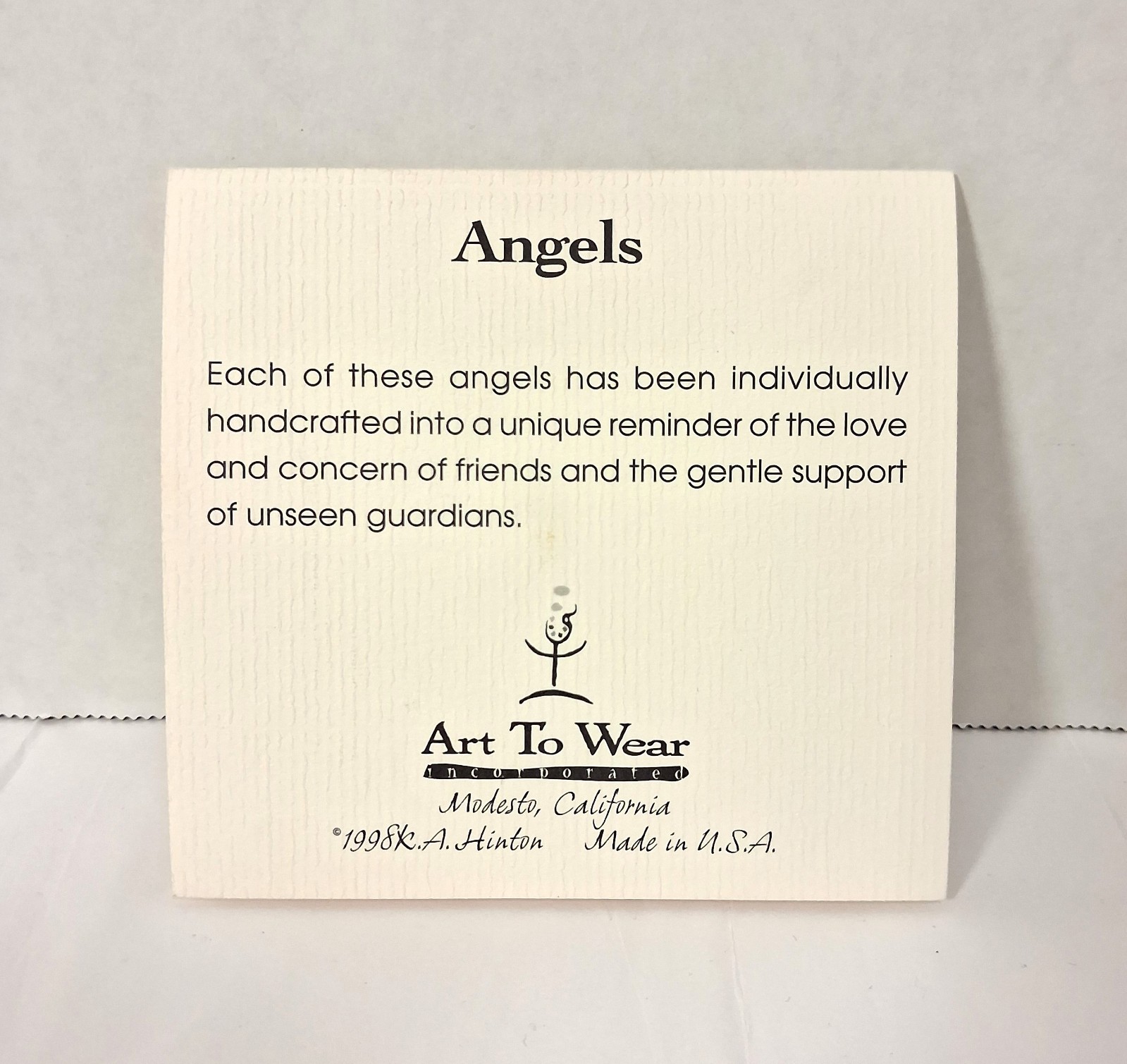 Art to Wear Vtg Angel Brooch Pin 22k Gold Trim Angels Unseen Guardians by Hinton