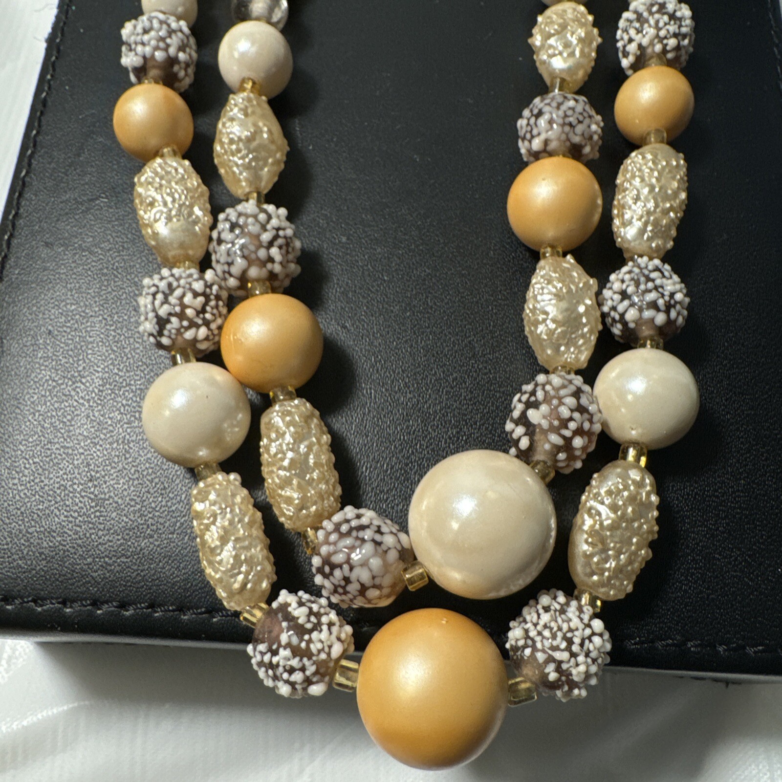 Vintage Japan Glass Sugar Bead Import Necklace 1960’s Graduated Multi Strand