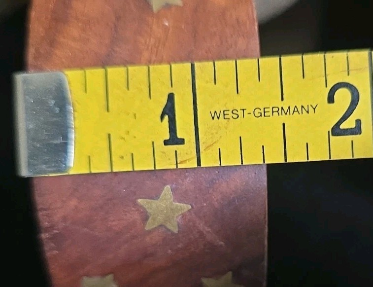 Statement Wood Bangle Bracelet With Brass Stars Inlayed 1⅜” Wide