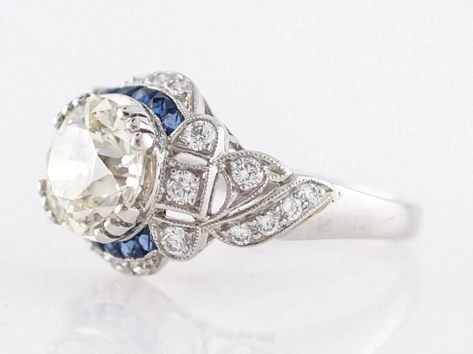 3Ct Art Deco Style Lab Created Diamond Engagement wedding 14K White Gold FN Ring