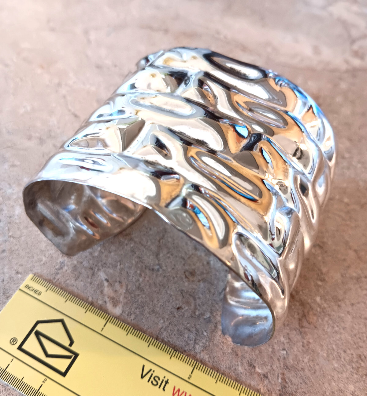 NOS Unsold STERLING SILVER Plated CUFF BRACELET Modernist 1980’s TAXCO MEX