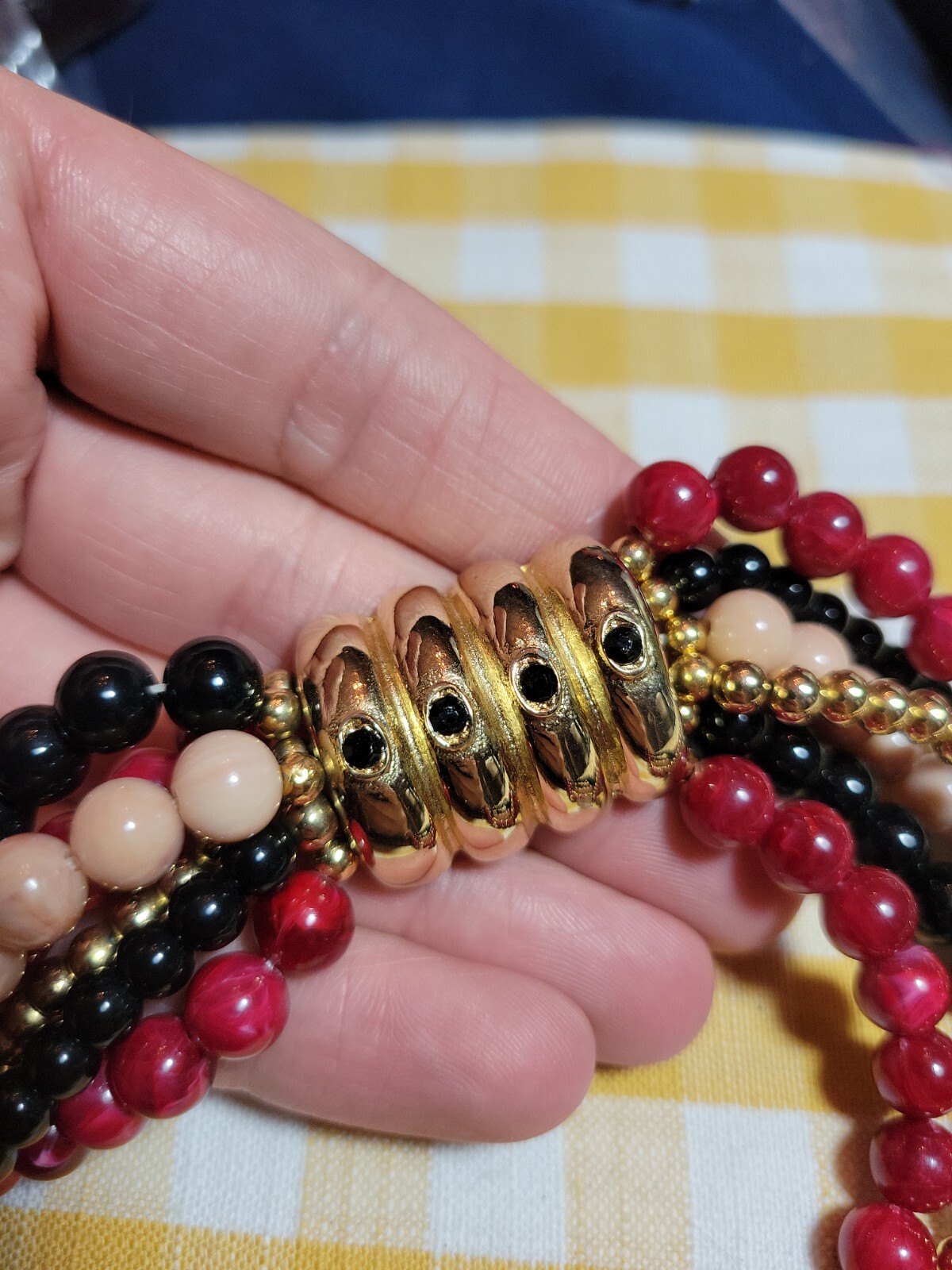 Vintage Gay Boyer Multi Strand Bead Costume Necklace