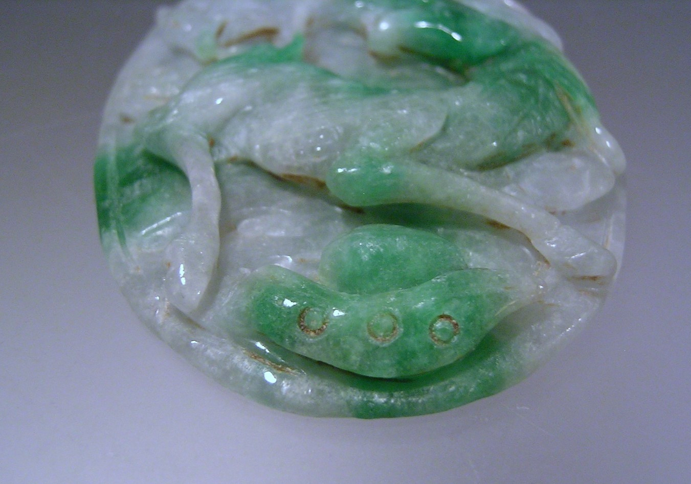 Vtg Chinese Jadeite Pendant Carved Natural Variegated Stone Longma Dragon Horse
