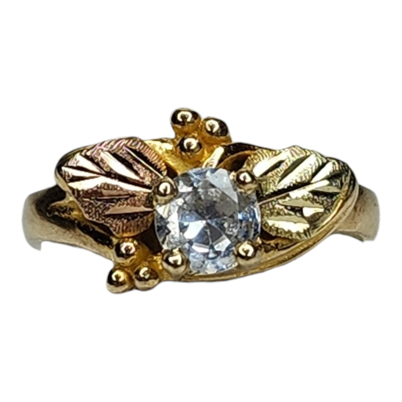 Vintage 10KT Black Hills Gold Clear Topaz Ring Size 6.25 Signed L