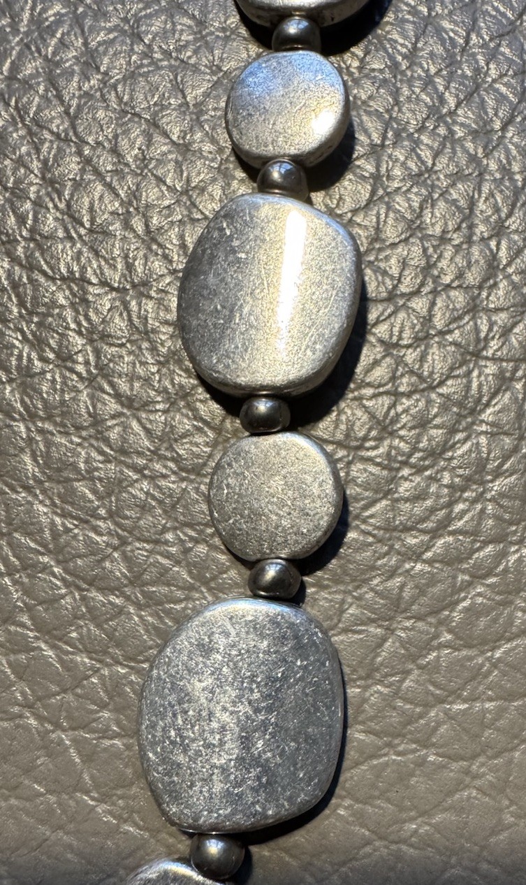 Vintage Designer Silver tone 36” Aluminum Necklace