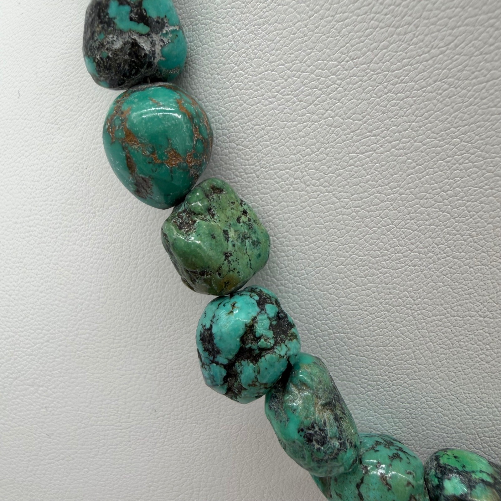 Vintage Turquoise Nugget Statement Necklace Abalone Pendant