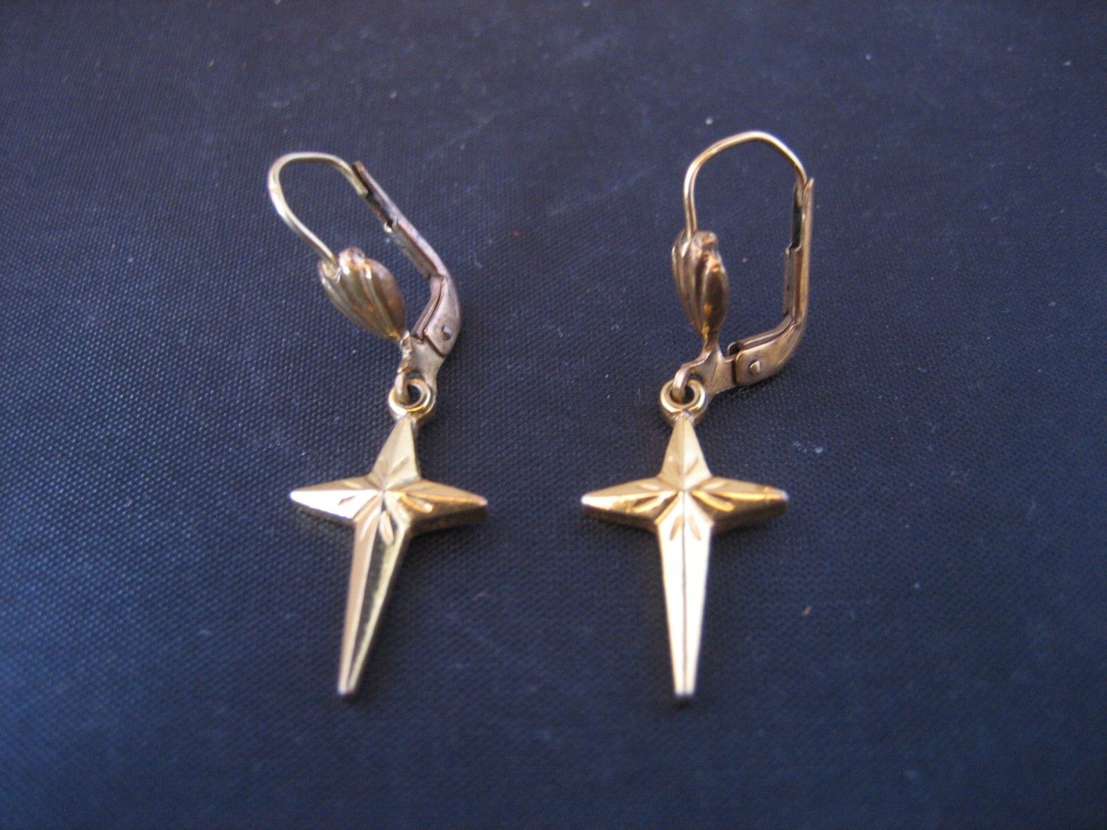 Vintage GES GESCH (Gesetzlich Geschutzt) West Germany Gold Tone Hook Earrings